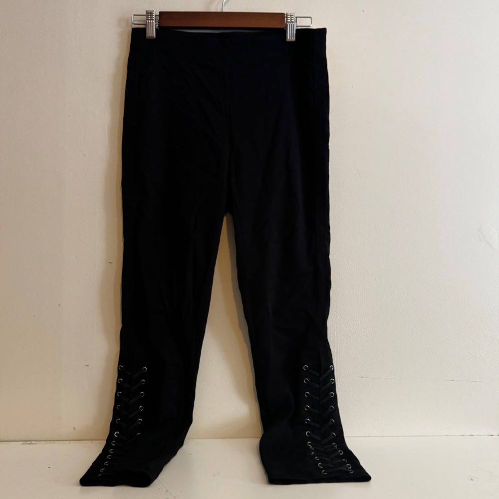 Women's S Black Lace Up Ankle Leggings Whimsigoth Dark Academia Fall Basics